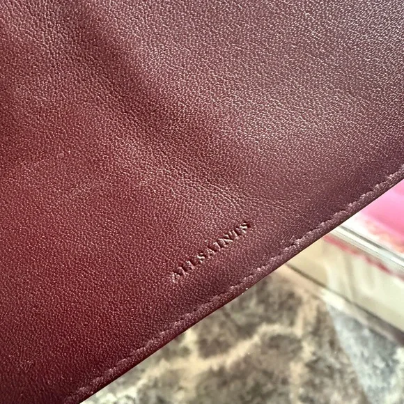 Allsaints Burgundy Wallet with Chain Strap - Picture 2 of 7